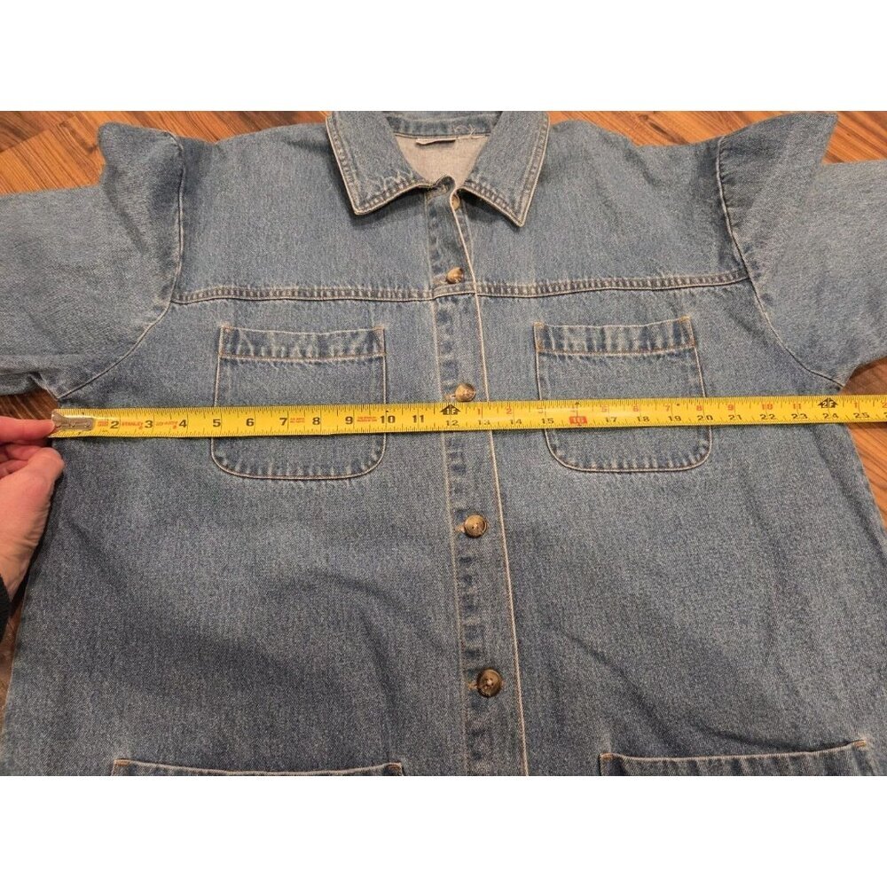 Cabin Creek Denim Chore Coat Jacket Womens L XL Oversized Barn Jean Workwear - Picture 6 of 8
